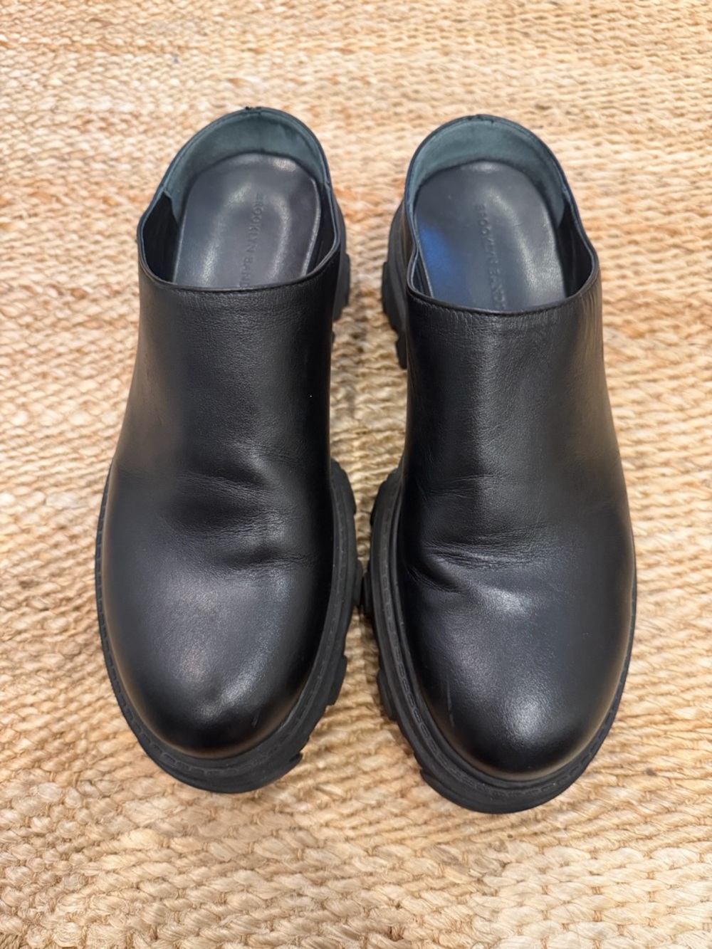 Women's Black Leather Slip-On Mules - Streamlined Comfort